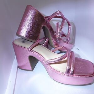 Wild Fable Astro Heels Size 9.5 Wedges Metallic Pink Strappy Platform Heels